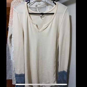 Free People Long Sleeved V Neck Shirt